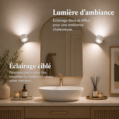 AVYO Halo™ | Lampe murale LED rotative 360° sans fil