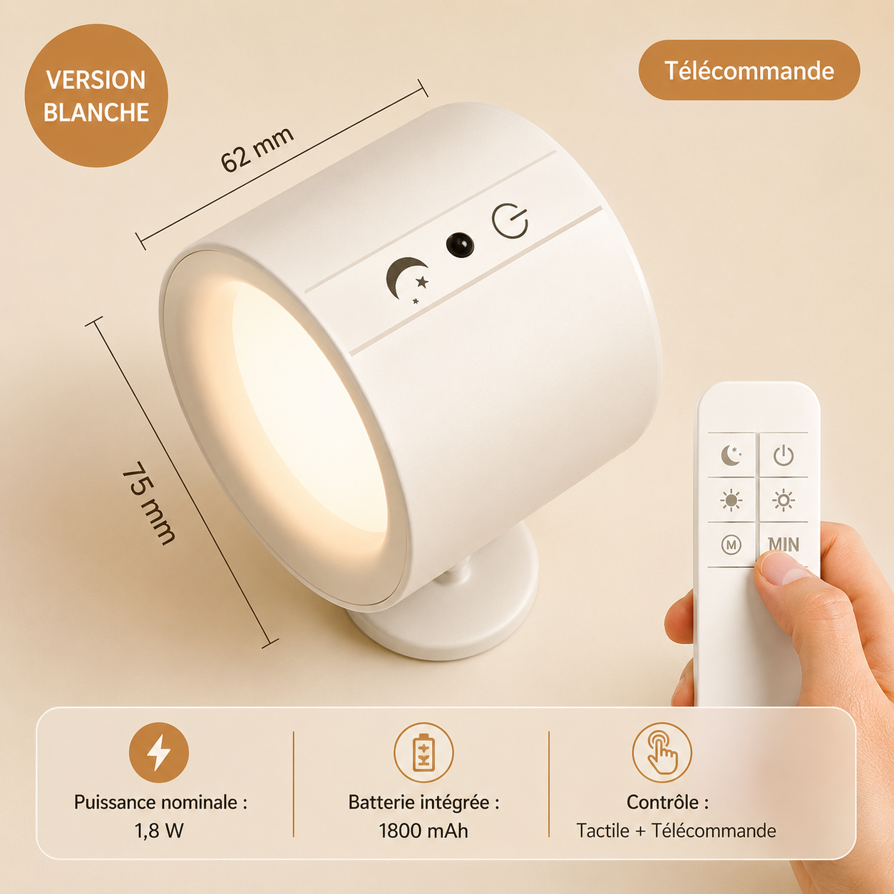 AVYO Halo™ | Lampe murale LED rotative 360° sans fil
