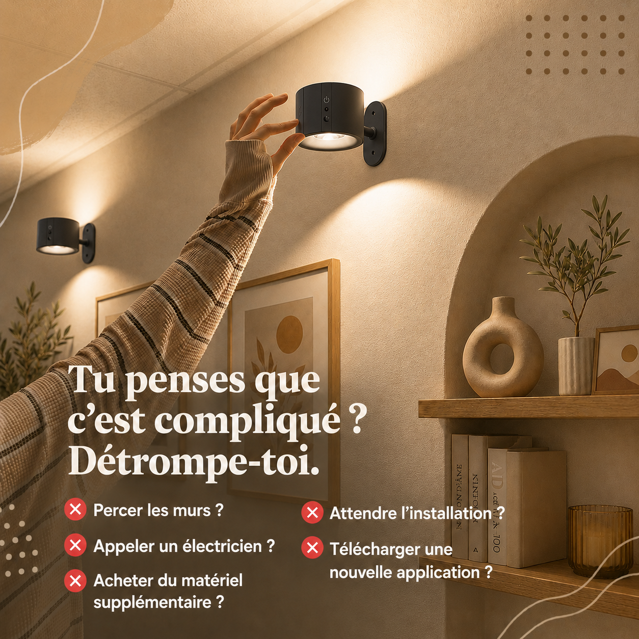 AVYO Halo™ | Lampe murale LED rotative 360° sans fil