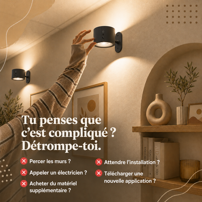 AVYO Halo™ | Lampe murale LED rotative 360° sans fil