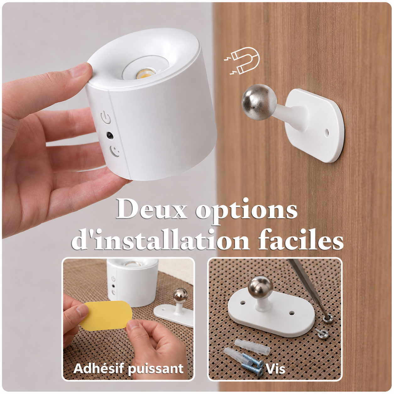 AVYO Halo™ | Lampe murale LED rotative 360° sans fil
